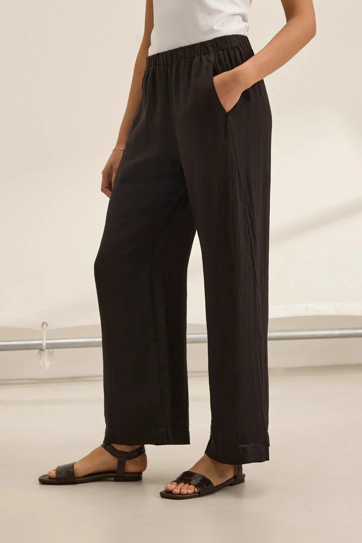 Stephanie Linen Pant- Black