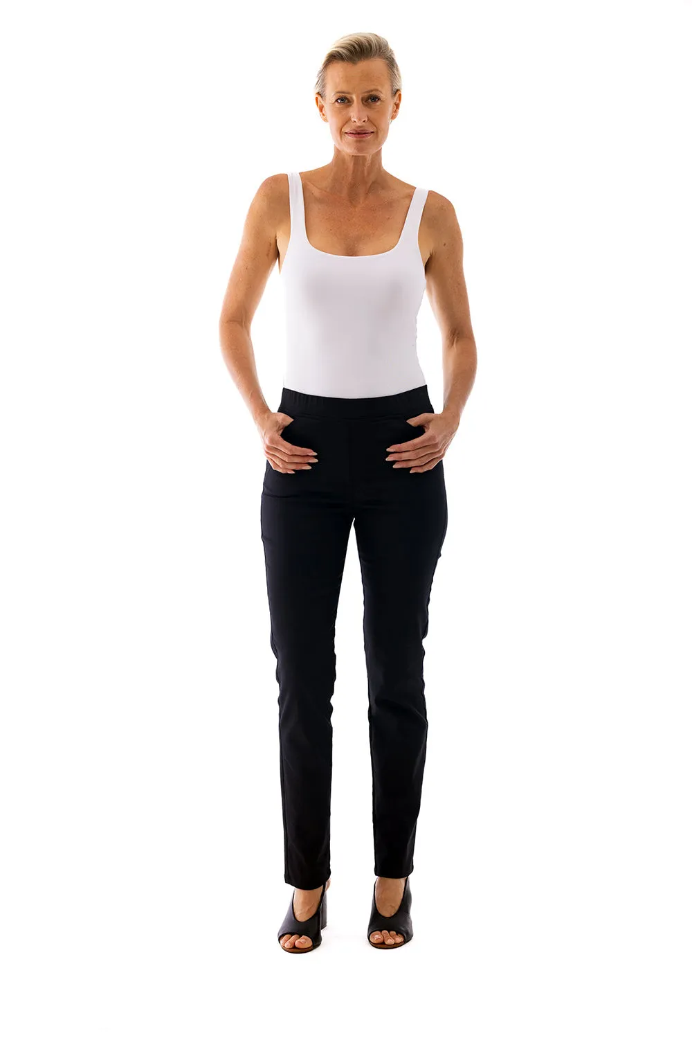 Straight Leg Pull Pants by Cafe Latte - Black