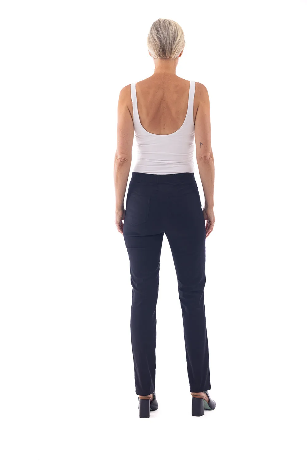 Straight Leg Pull Pants by Cafe Latte - Black