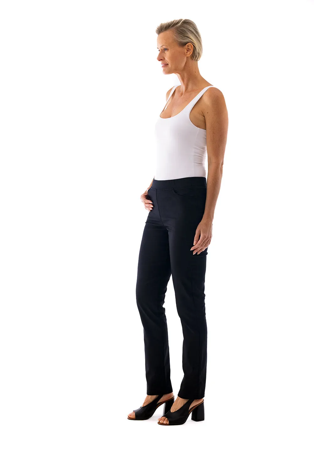 Straight Leg Pull Pants by Cafe Latte - Black
