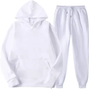 Sweatsuits for Women Set 2 Piece Tracksuits Oversized Casual Sweatshirts Hoodies High Waisted Joggers Sweatpants D-white