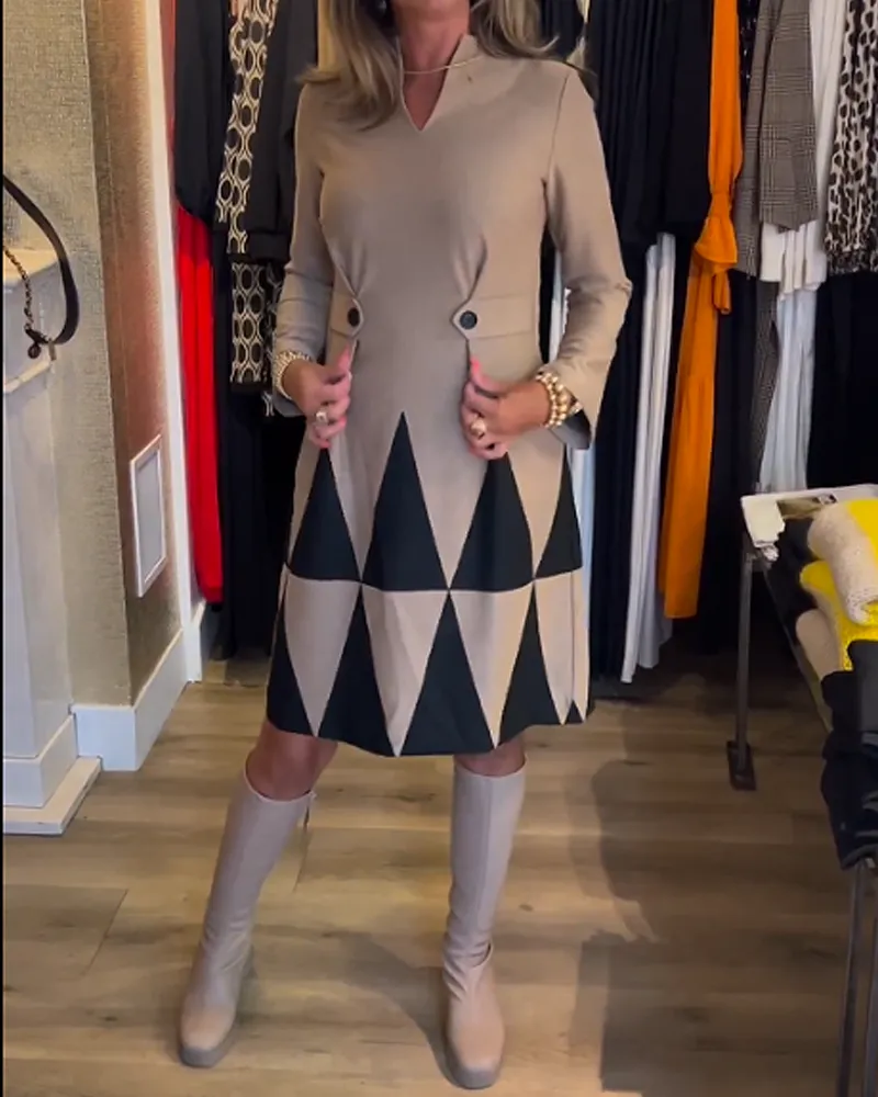 TastyHottie - Elegant Geometric Print Dress