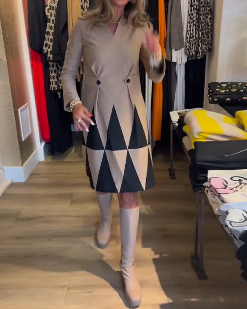 TastyHottie - Elegant Geometric Print Dress