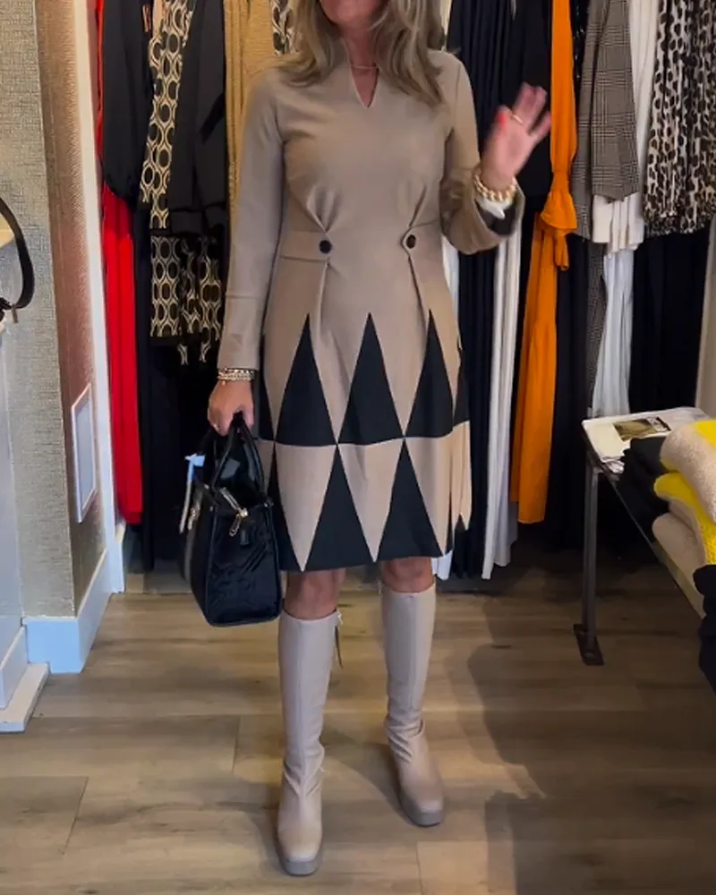 TastyHottie - Elegant Geometric Print Dress