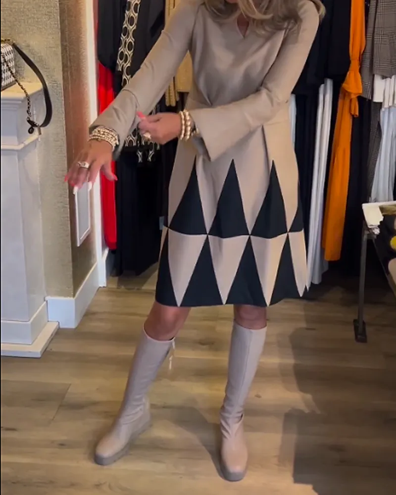 TastyHottie - Elegant Geometric Print Dress