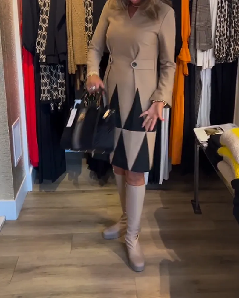 TastyHottie - Elegant Geometric Print Dress