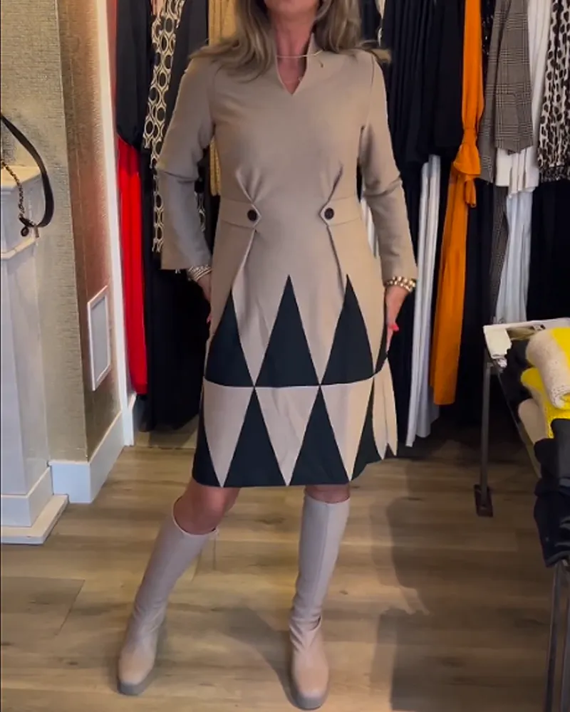 TastyHottie - Elegant Geometric Print Dress