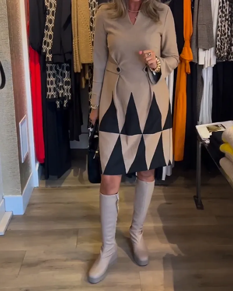 TastyHottie - Elegant Geometric Print Dress