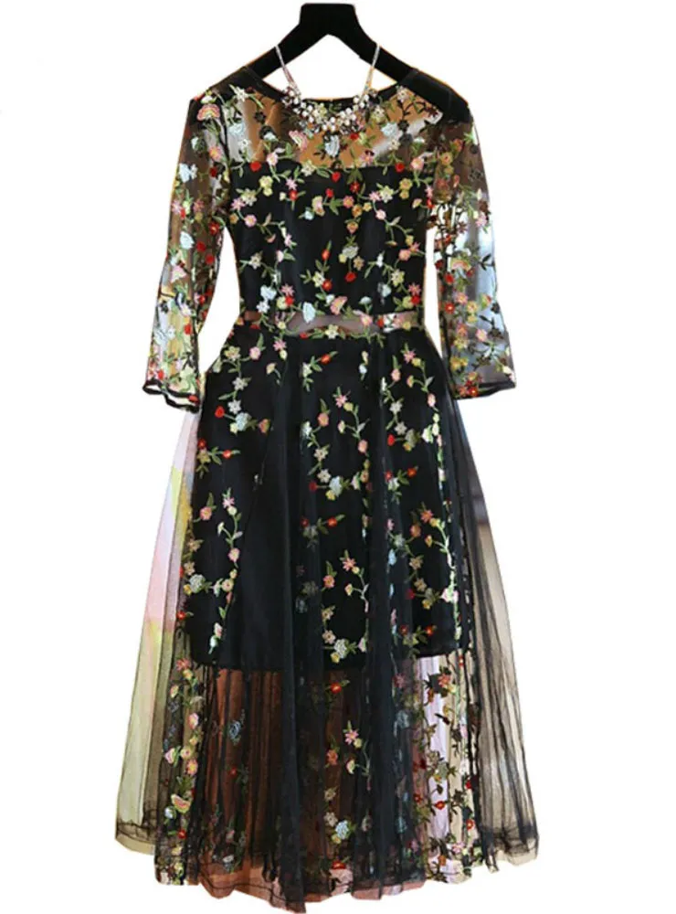 TastyHottie - Embroidery Sexy Dresses Women Elegant Casual