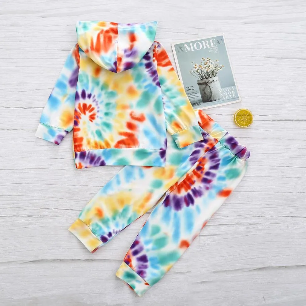 Toddler Girls Tie Dye Long Sleeve Top & Pants Wholesale Baby Girl Clothes