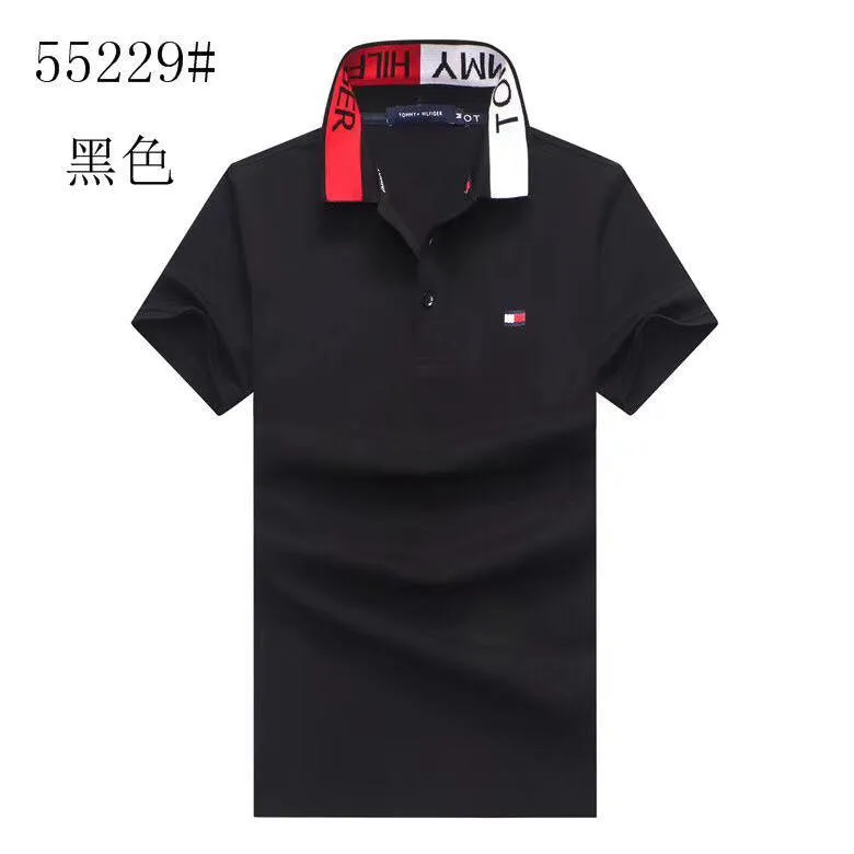 Tommy Hilfiger Black Fashionable Crested Collar Polo Shirt