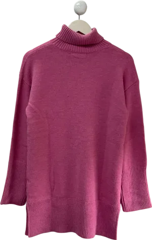 Very Pink Roll Neck Deep Rib Longline Jumper UK S/M