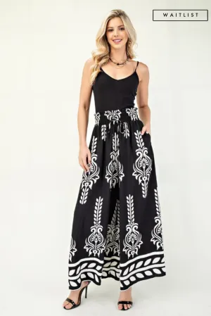 Waitlist 4/16 ♥ Isabella High Rise Abstract Print Wide Leg Pants Black