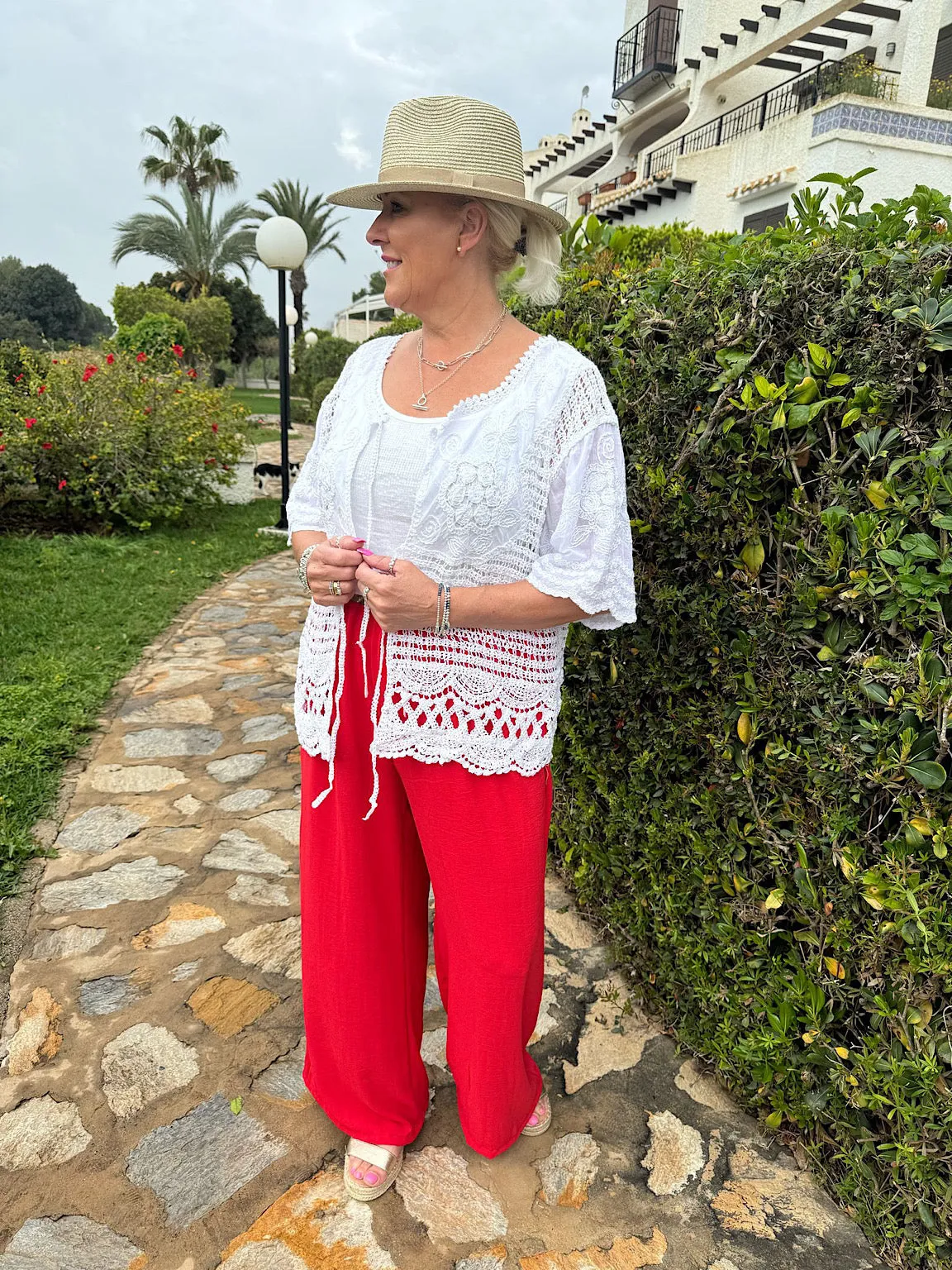 White Crochet Floral Tie Front Cardi May