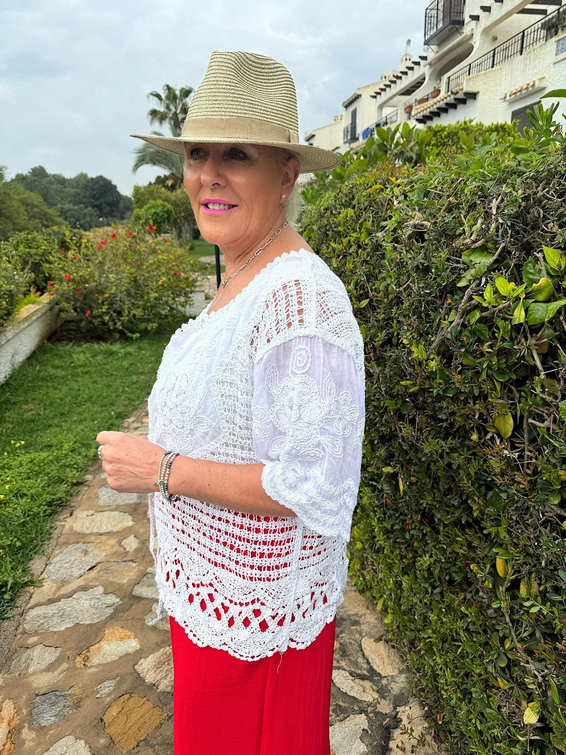 White Crochet Floral Tie Front Cardi May