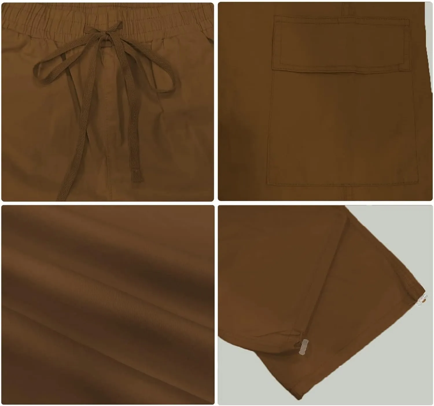 Womens Casual High Waisted Relaxe Fit Travel Wide Leg Parachute Pants with Pockets Trendy Trousers