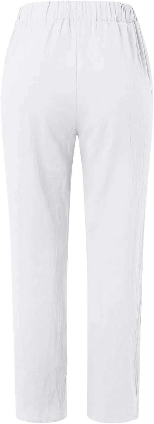 Womens Sweatpants, Peasant Pants Straight Leg Casual Linen Trendy Striped Side Loose