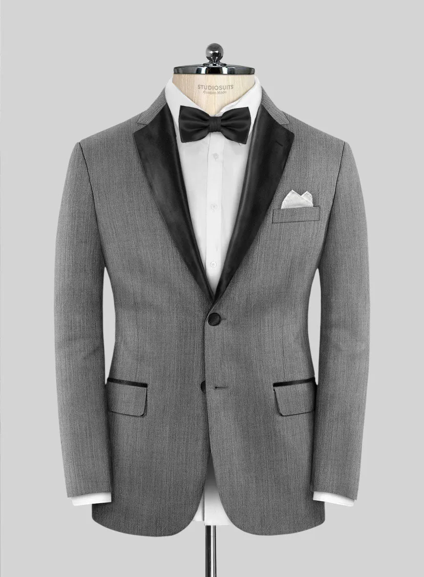 Worsted Mid Charcoal Wool Tuxedo Suit