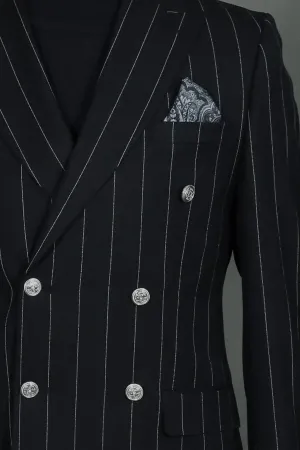 WSS Pinstripe Double-Breasted  Men Black  Suit   - Gloucester